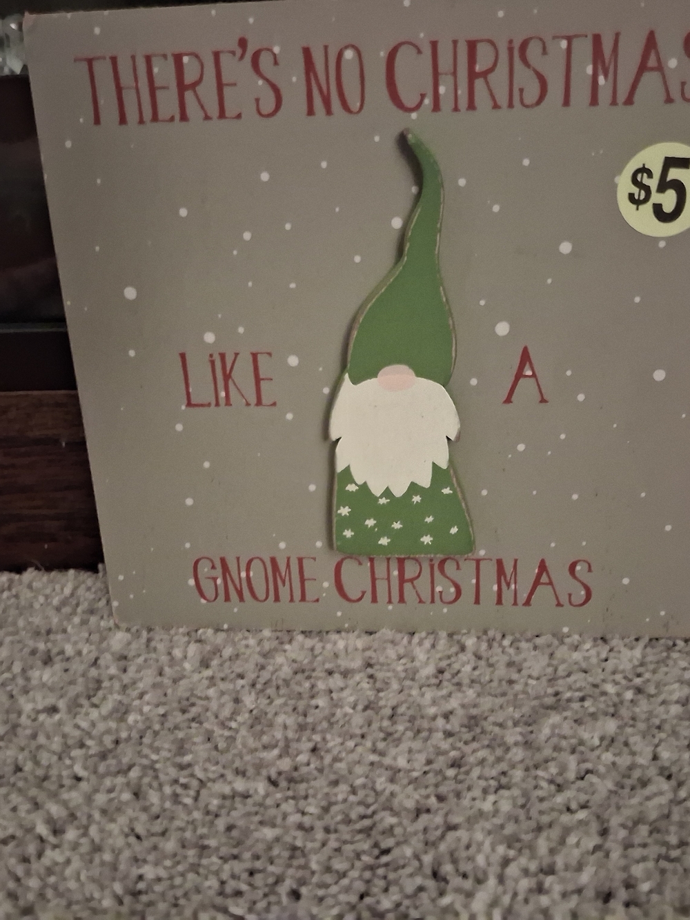 Green Gnome Christmas Wall Sign